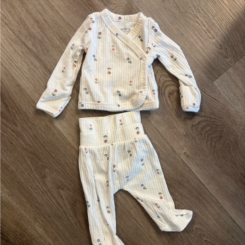 Carter's Cream and Blue Kids Pajama Set